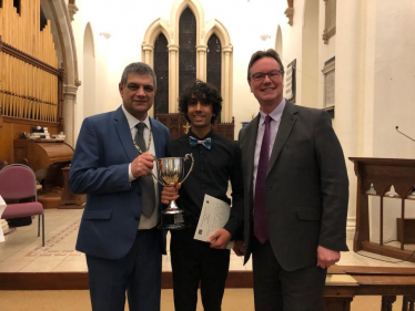 Jonathan Lord MP with Mayor of Woking Cllr Saj Hussain and Jamaal Kashim